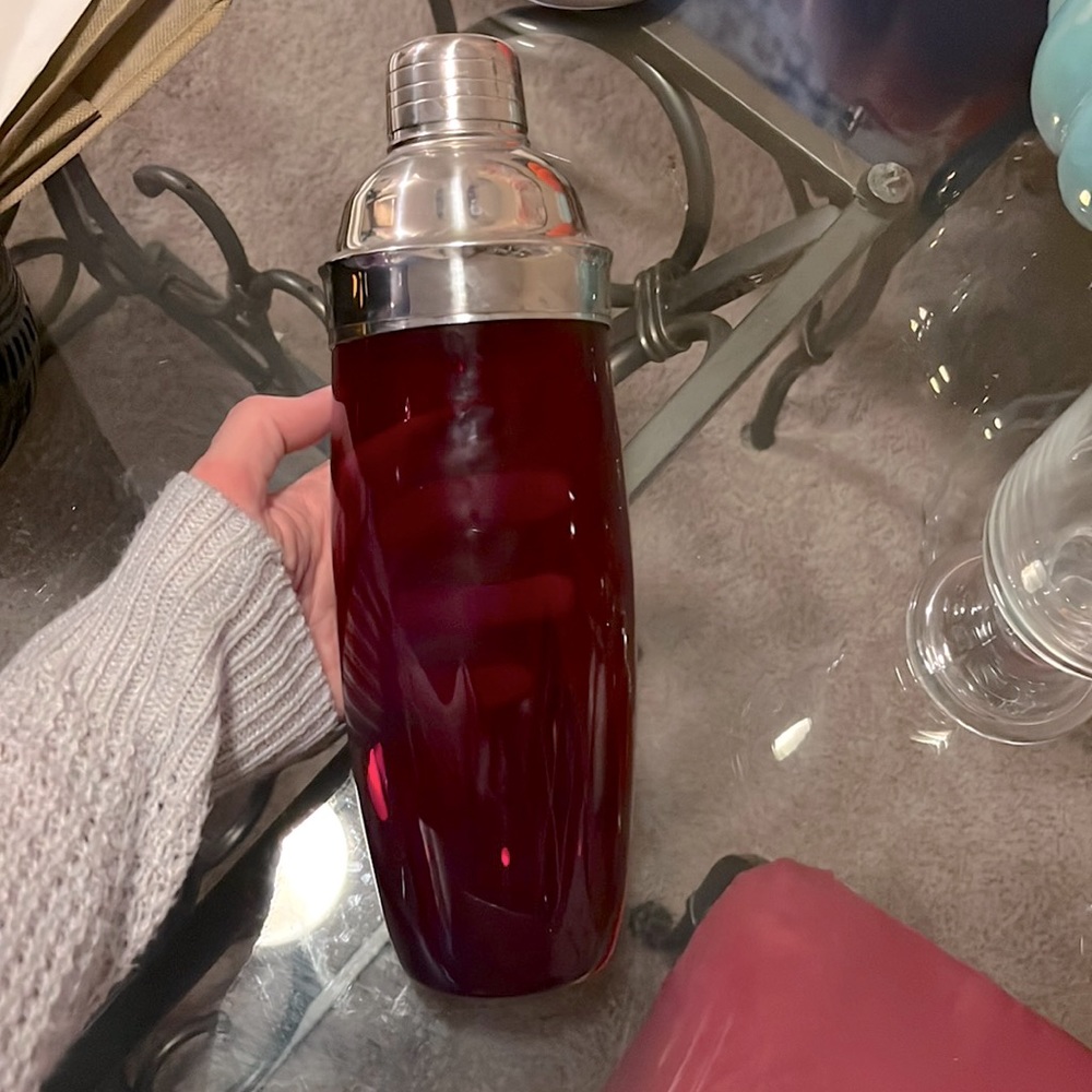 Red glass martini shaker
